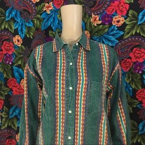 MENS VINTAGE QUIZZ SHIRT CASUAL BUTTON DOWN COLLAR TOP SMALL GREEN